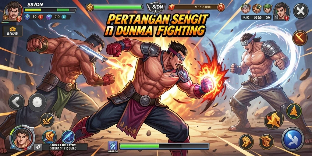 Screenshot menunjukkan pertarungan epik dalam 68IDN.