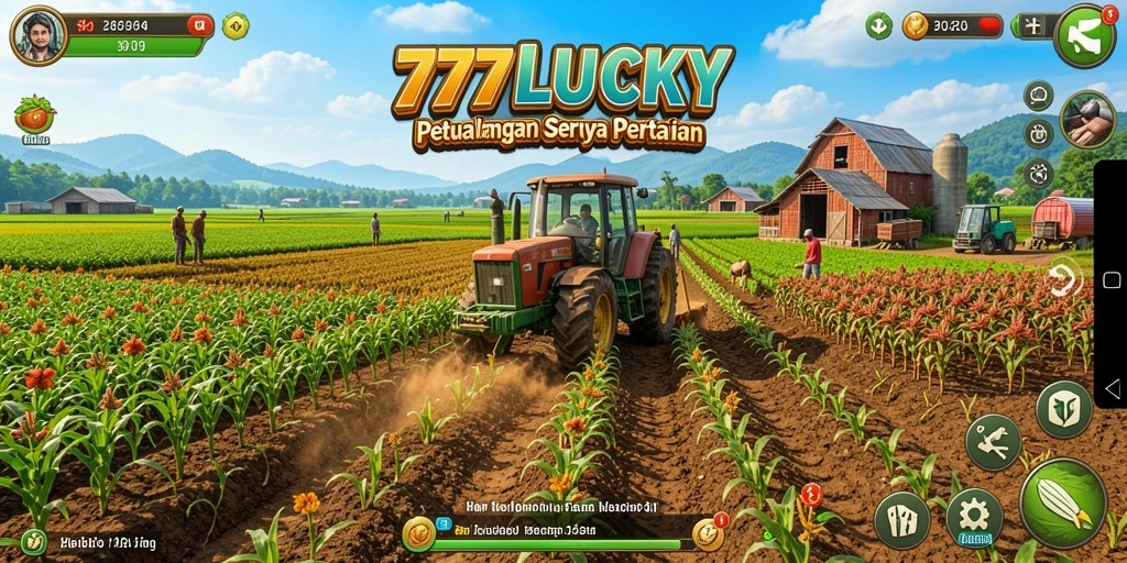 Screenshot gameplay <strong>777LUCKY</strong> menampilkan aktivitas bertani yang menyenangkan.