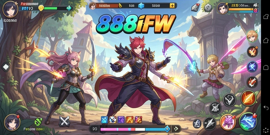 Tampilan gameplay mendebarkan dari 888FW dengan karakter anime ikonik.