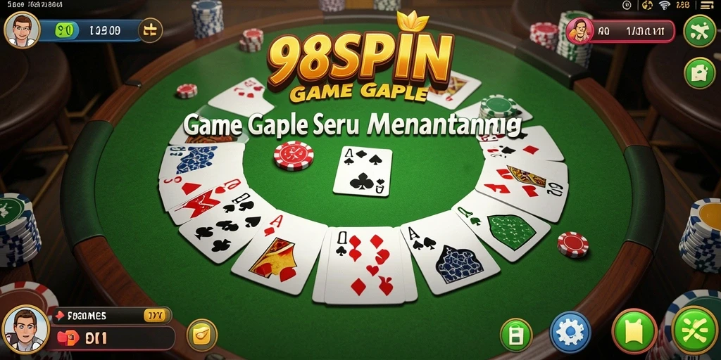 Tangkapan layar 98SPIN menampilkan gameplay Gaple yang menarik.