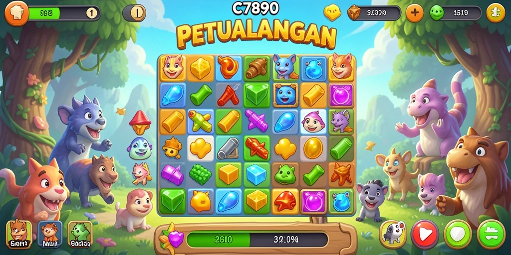 Tangkapan layar utama C7890 menampilkan gameplay seru dari game Match-3.