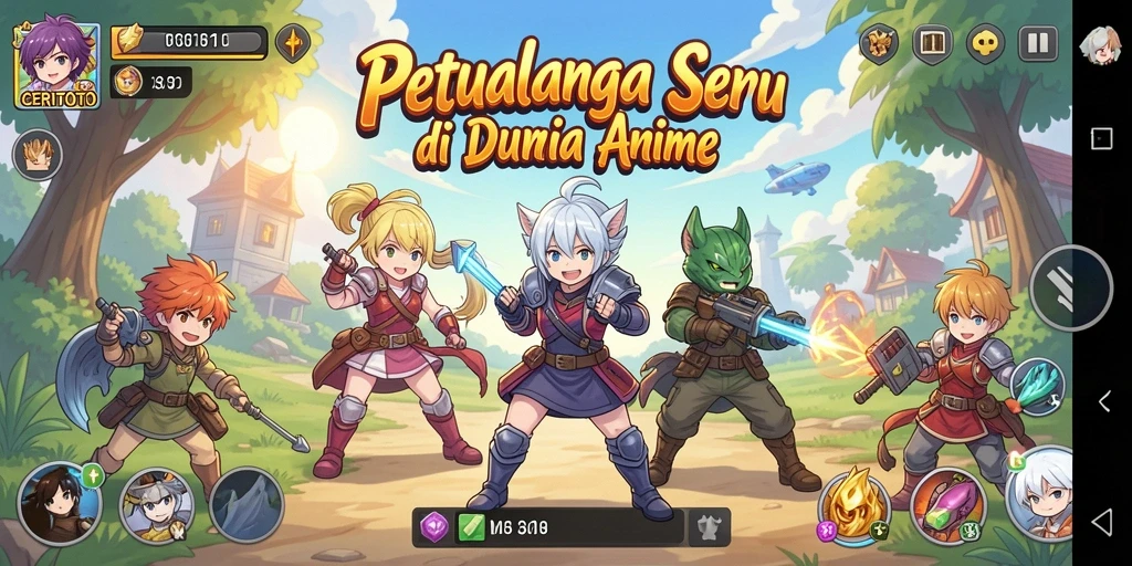 Tampilan menarik dari gameplay CERITOTO yang penuh aksi dan karakter anime.
