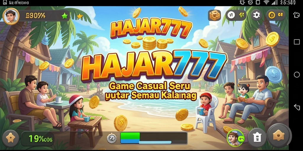 Tampilan gameplay HAJAR777 yang ceria dan menyenangkan.