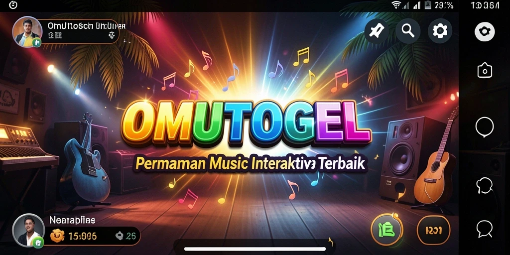 Screenshot gameplay OMUTOGEL menampilkan interaksi seru dengan musik.
