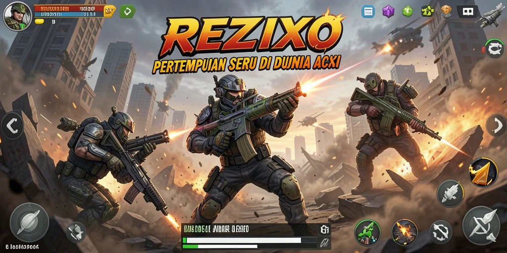 Tangkapan layar REZIXO menampilkan aksi mendebarkan dalam pertempuran.